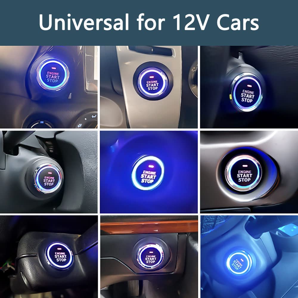 Baceyong Chiusura Centralizzata Auto Universale Kit Avviamento Remoto 12V | Sistema completo per auto 12V con 2 telecomandi, pulsante Start Stop e funzione apertura bagagliaio