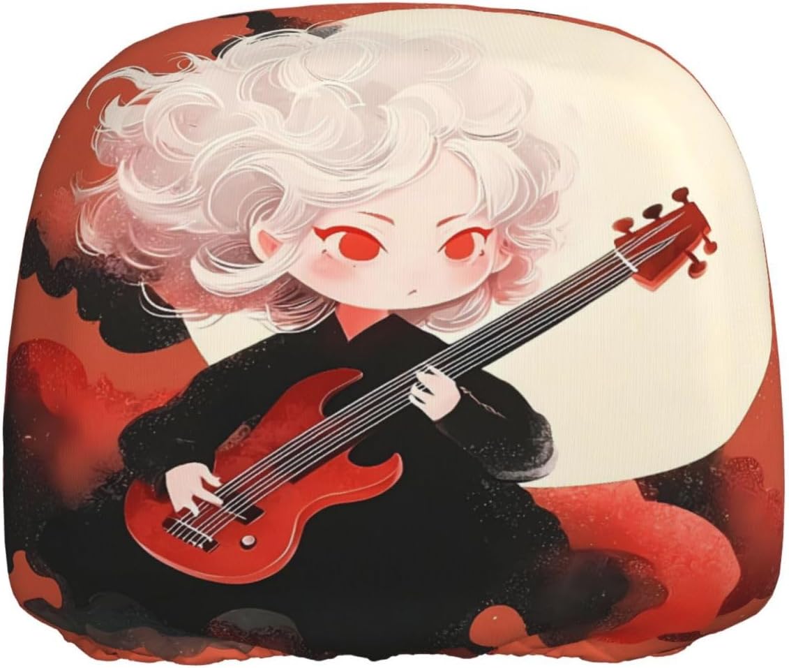 Rock Style Silver Hair Funny Car Headrest Cover 1pcs Universal Face Mask Ski Mask Style for Auto Seat Decoration.