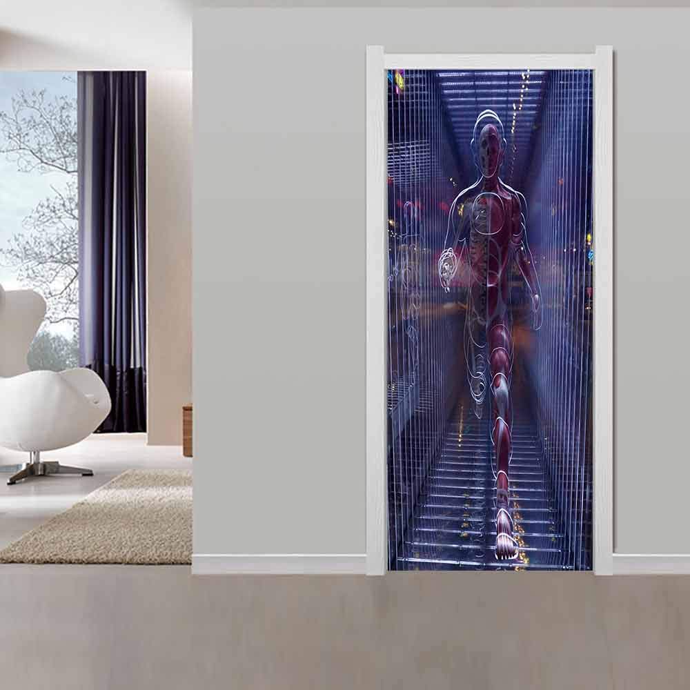 Sticker de porte bambou 88x200cm trompe l'oeil imperméable