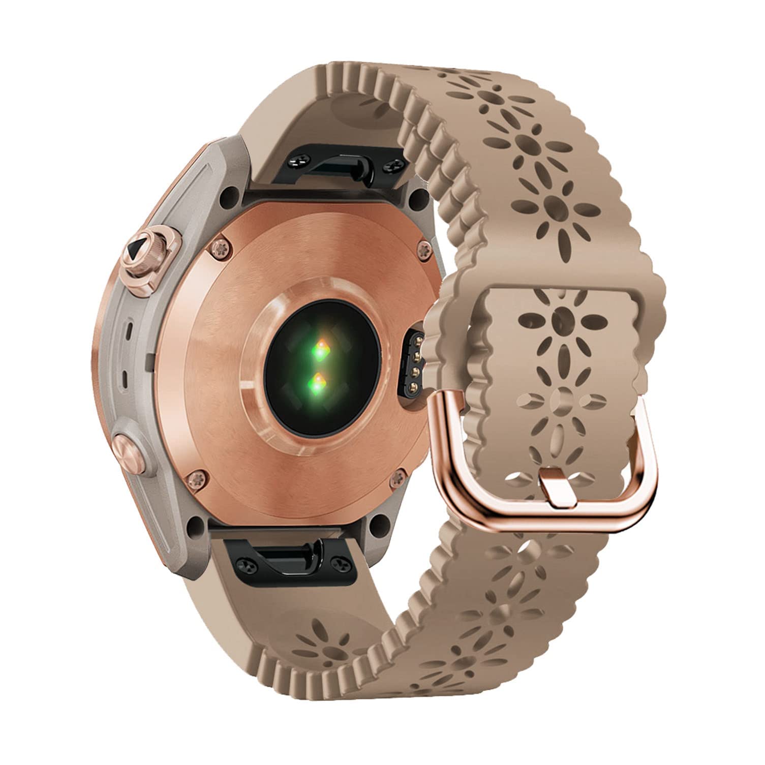 SYOSI Watch Band Waterproof Wristband Strap Lace Silicone for Garmin Fenix 7S / Fenix 6S / Fenix 5S / Instinct 2S, for Quick Fit 20mm Soft Silicone Sport Hollowed-out Slim Wrist Strap for Descent Mk2S