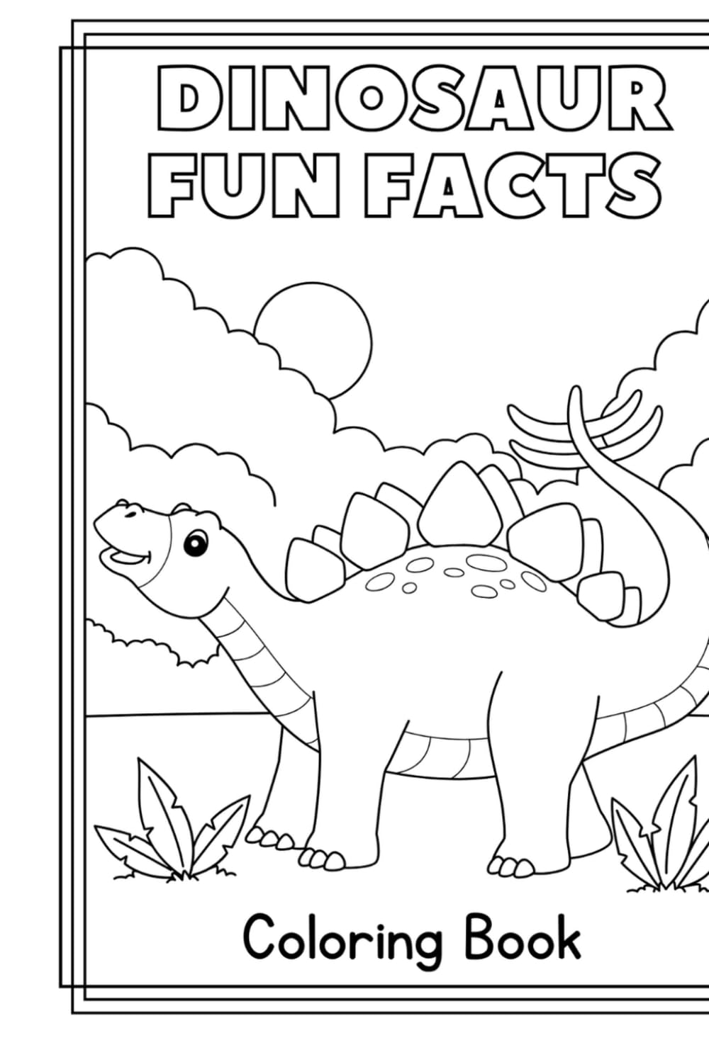 Dinosaur Fun Facts Coloring Worksheets in Grayscale Lined Illustrative Style