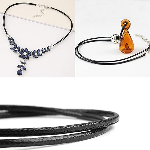 Miniatura 7 de EuTengHao 120 piezas de cordón para collar, collar encerado negro para hacer joyas, collares, pulseras (24 pulgadas de largo, 0.059 in de ancho)