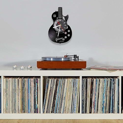 Miniatura 7 de Reloj de pared de disco de vinilo de 12 pulgadas para dormitorio, decoración de pared interior del hogar, música colgante de luz nocturna, reloj de