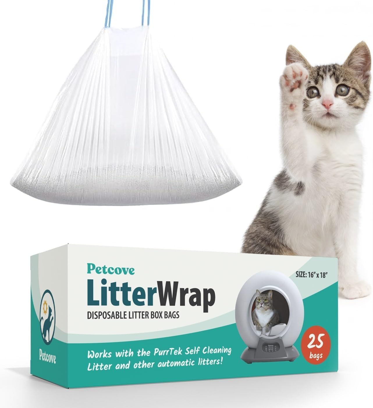 PetCove Bolsas de arena para gatos autolimpiables de alta calidad, bolsas de arena para gatitos, bolsas de excrementos de mascotas y forros duraderos para cajas de arena – Máximo control de olores y