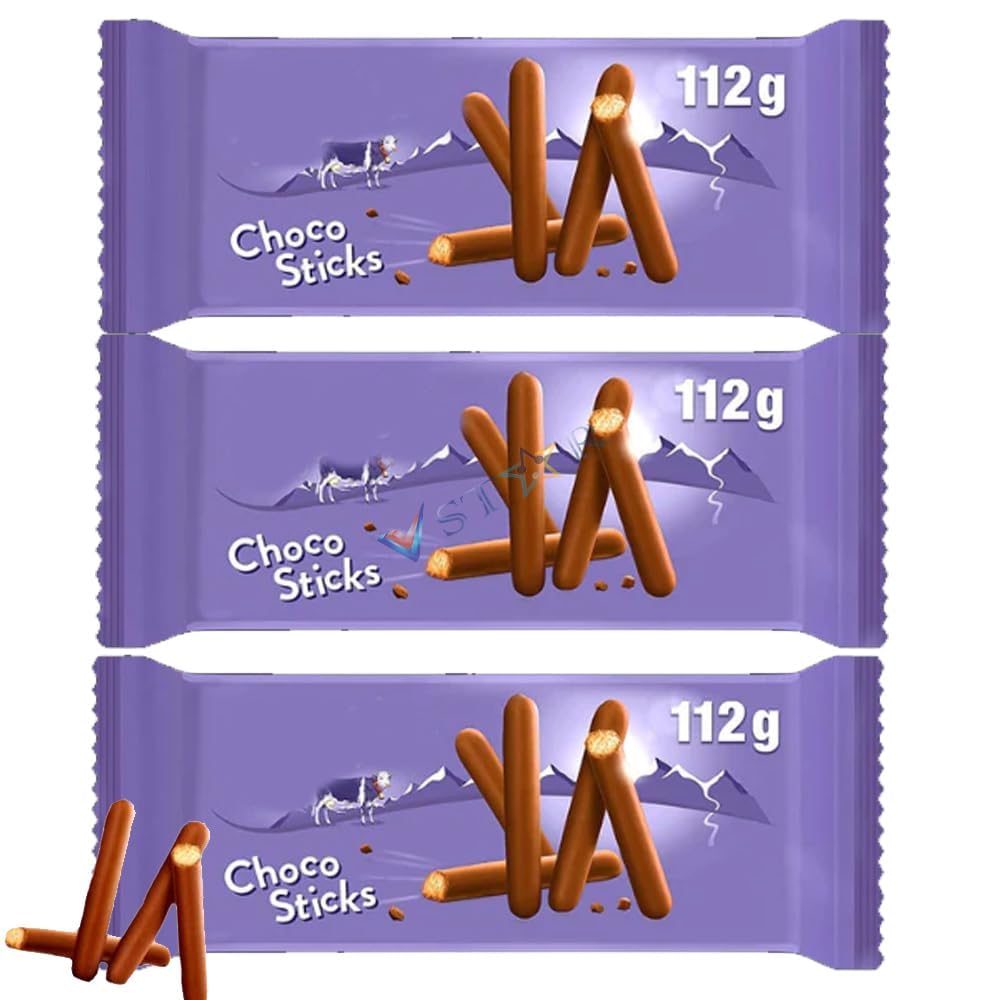 VSTAR 3 x Milka Choco Sticks Milk Chocolate Covered Crunchy Fingers Snacks Candy Treat 112g