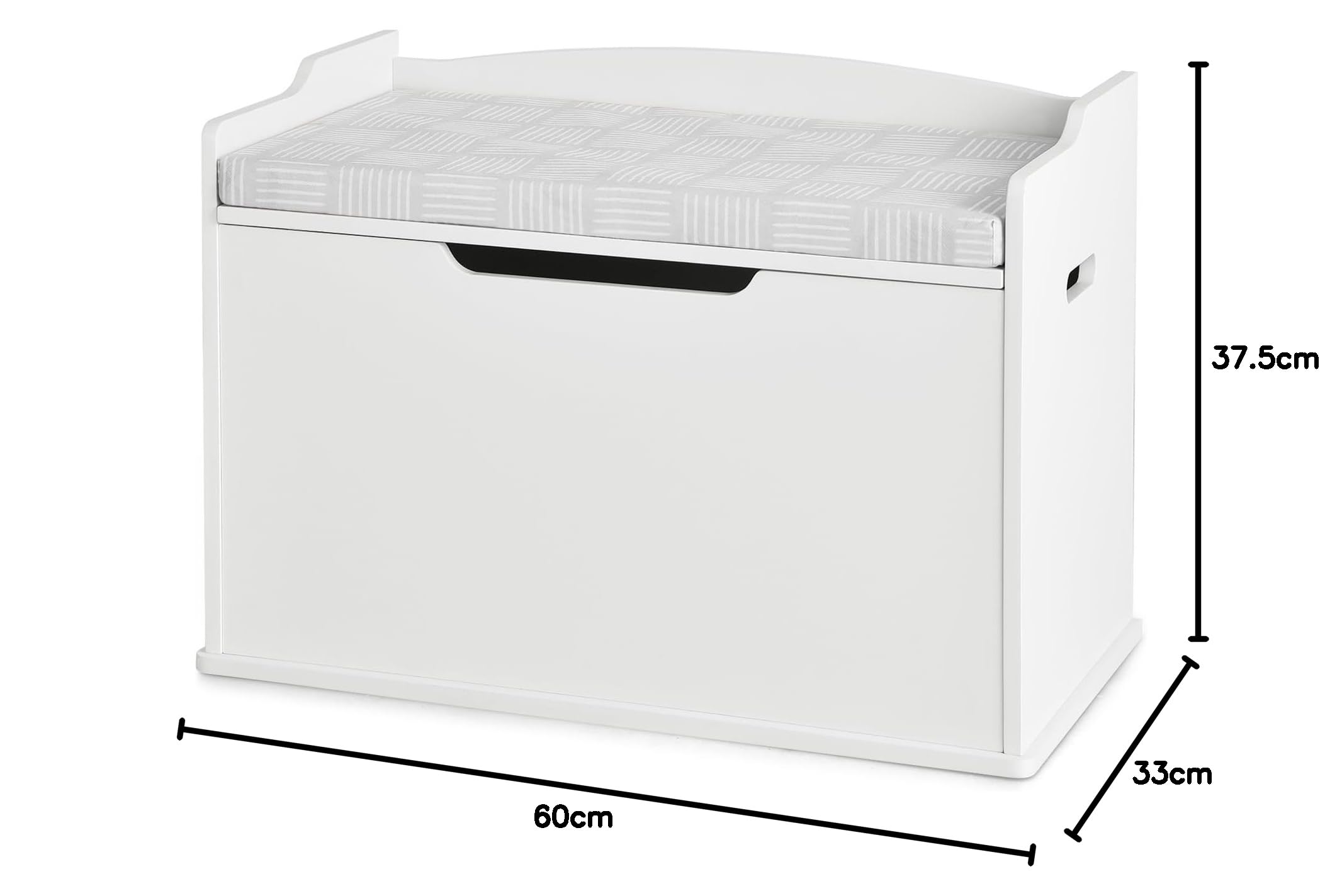 RELAX4LIFE Contenedor para Juguetes para Niños, Baúl Juguetes con Tapas, Caja de Juguetes para Habitación Infantil, Escuela y Guardería (Blanco+Cojín)