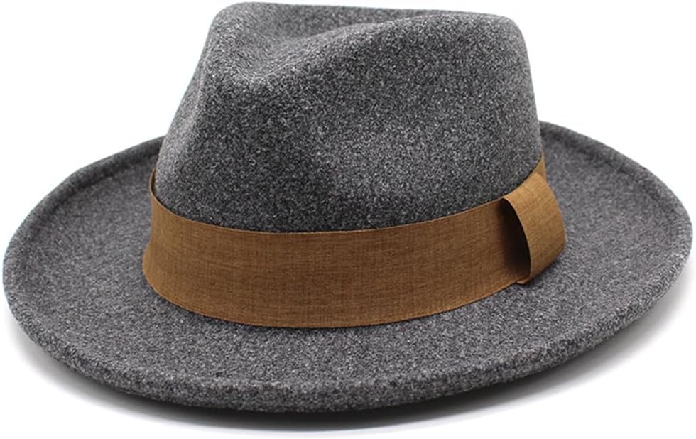 Men Curved Brim Wool Felt Fedora Hat New Vintage Jazz Hat Derby Magician Party Hat