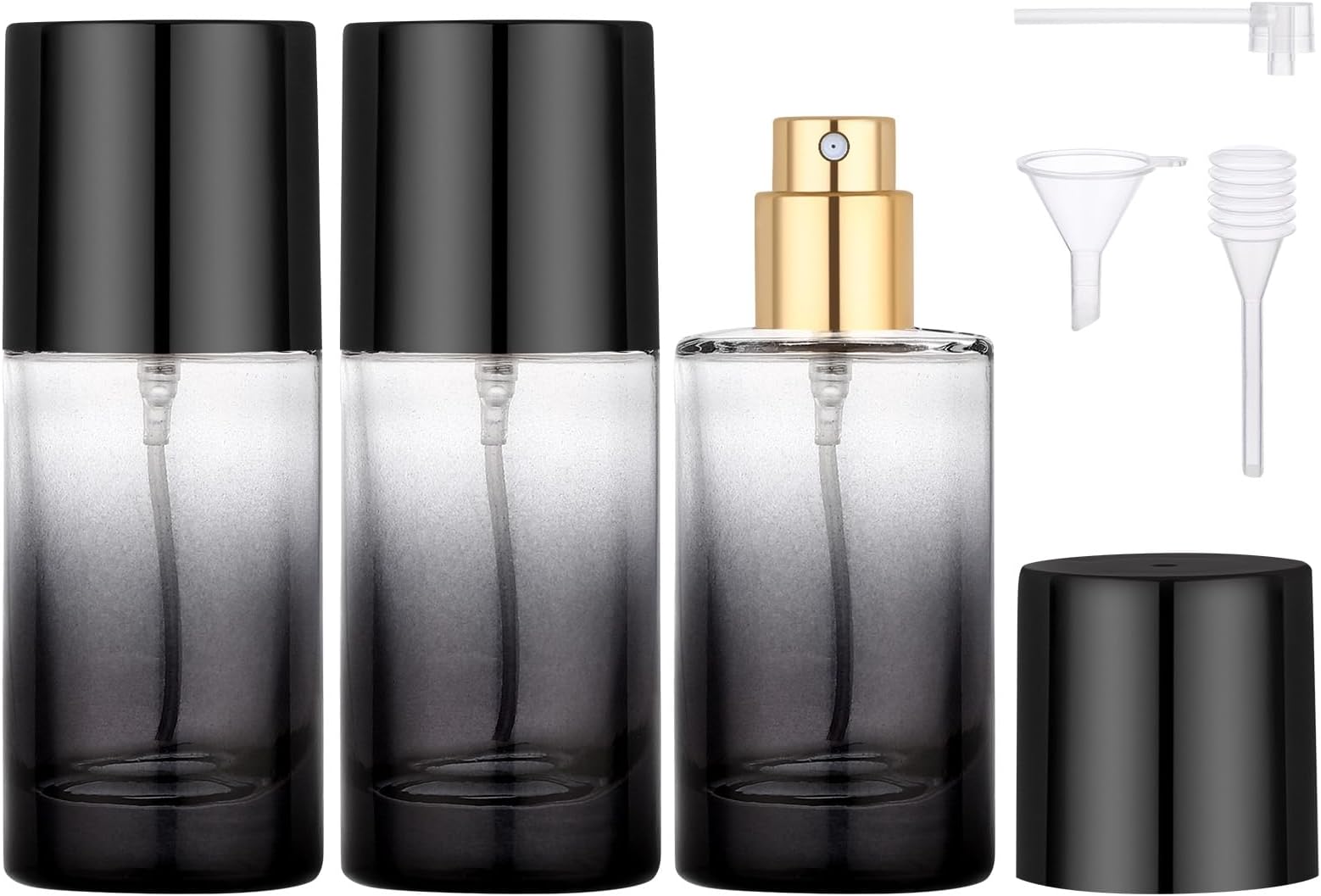 Segbeauty 0.68oz Fine Mist Spray Bottles, 3 Pack 20ml Refillable Perfume Travel Bottles, Black Empty Glass Travel Bottle for Toiletry, Fragrance Cologne Atomizer, Mini Perfume Atomizer Sprayer