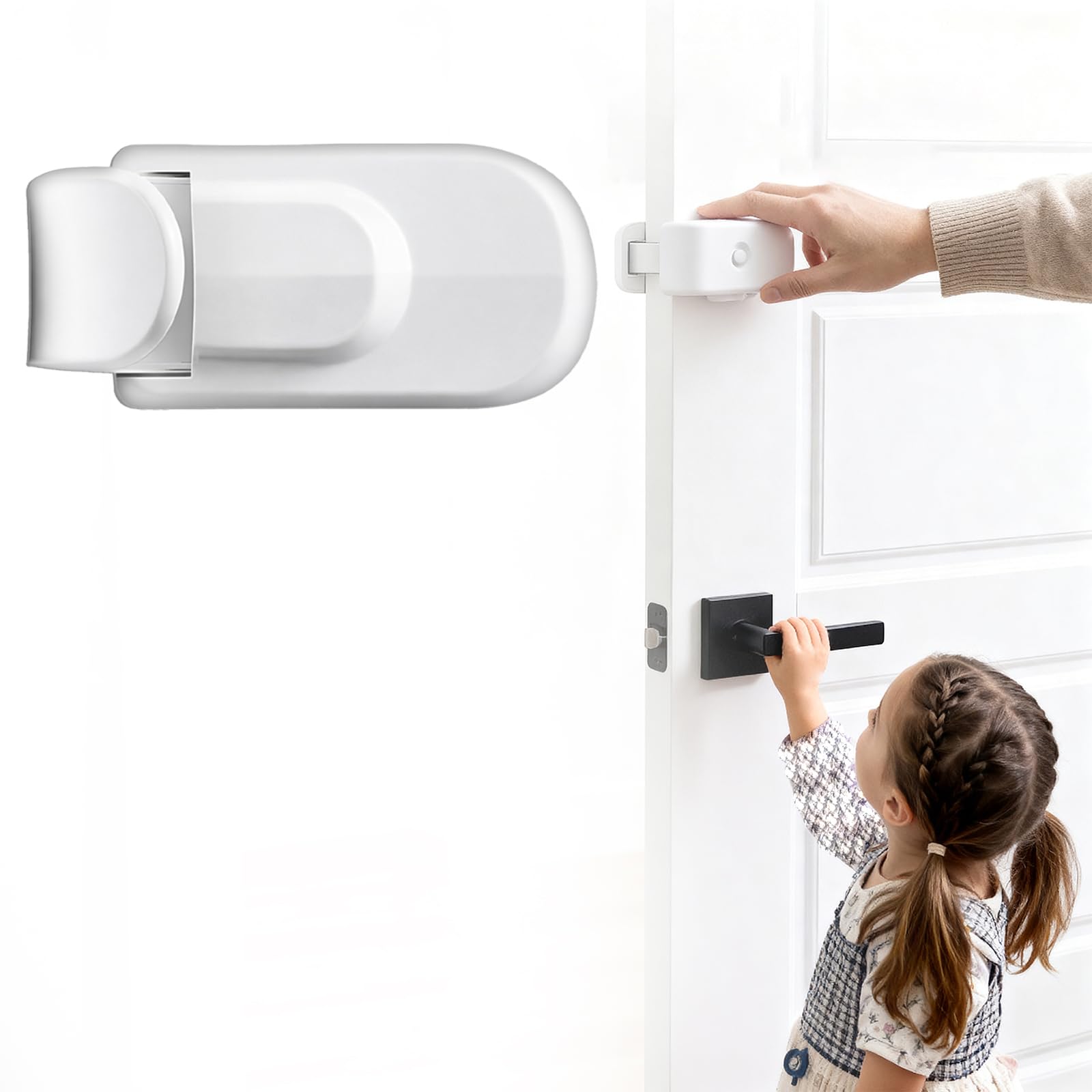 The Snap-On Door Lock Kids Can't Reach or Defeat - No Tools or Adhesives Required, 2026 New Snap On Door Lock - Child Proof Door Latch, Door Handle Safety Lock for Toddler, Cat & Dog (1pcs)
