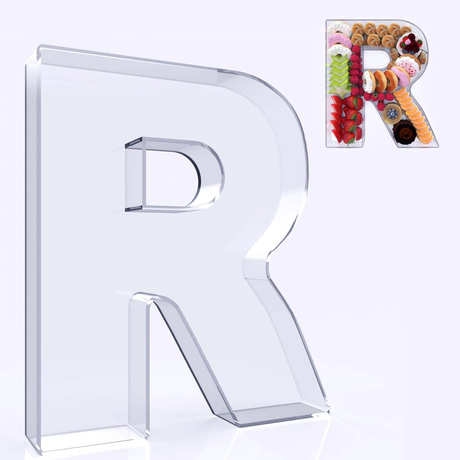 RUFHVTY 11" Acrylic Letter Charcuterie Box, Reusable Fillable Alphabet Number Shaped Form Tray for Birthday Anniversaries, Party Decorative Serving