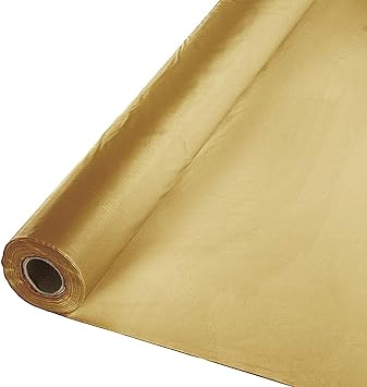 40" X 100 Ft Plastic Heavy Duty Banquet Roll Metallic Gold