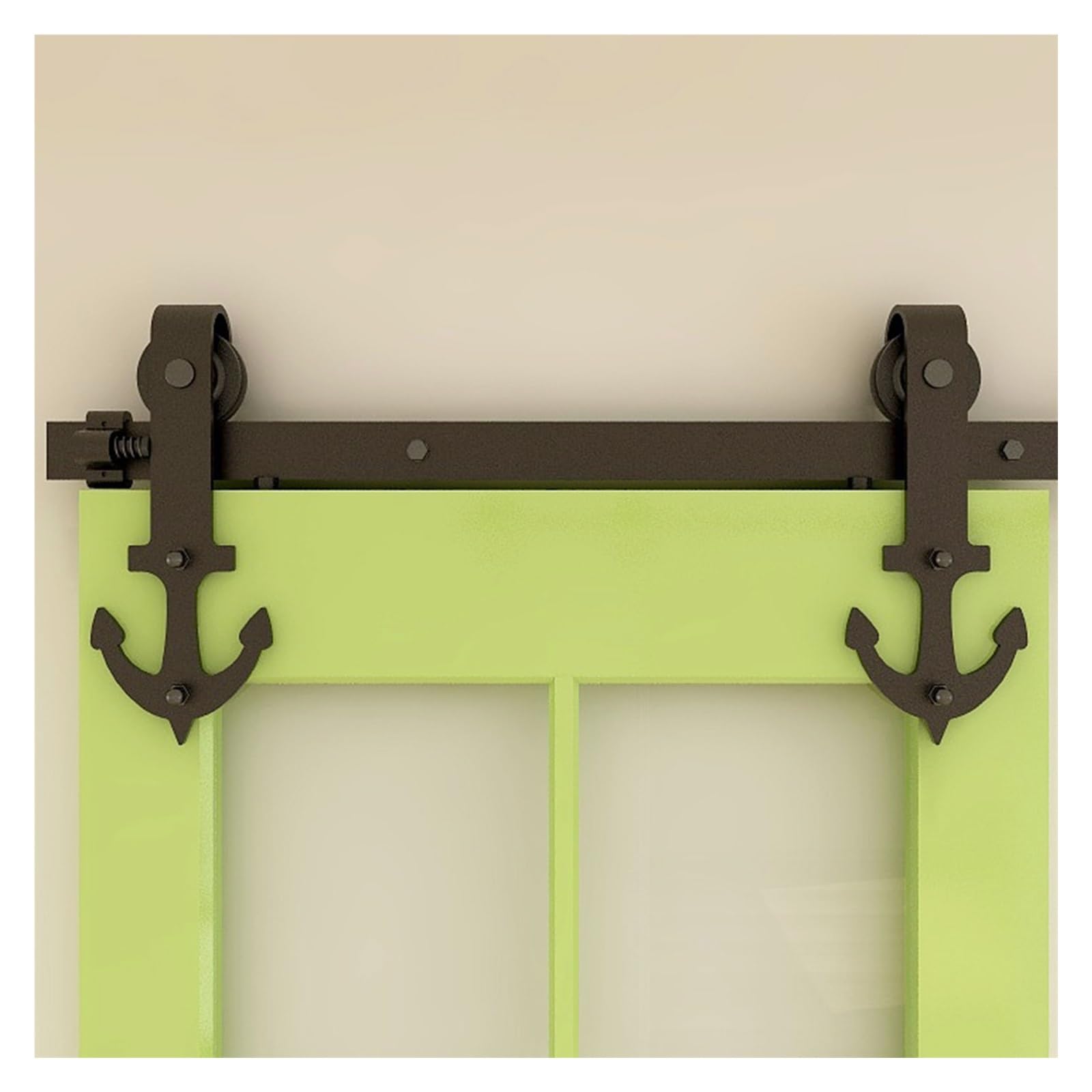Kit de puerta de granero, Kit de herrajes for puertas corredizas de granero, resistente, suave y silencioso, fácil de instalar, se ajusta a perchas de rodillos de anclaje for panel de puerta doble, co