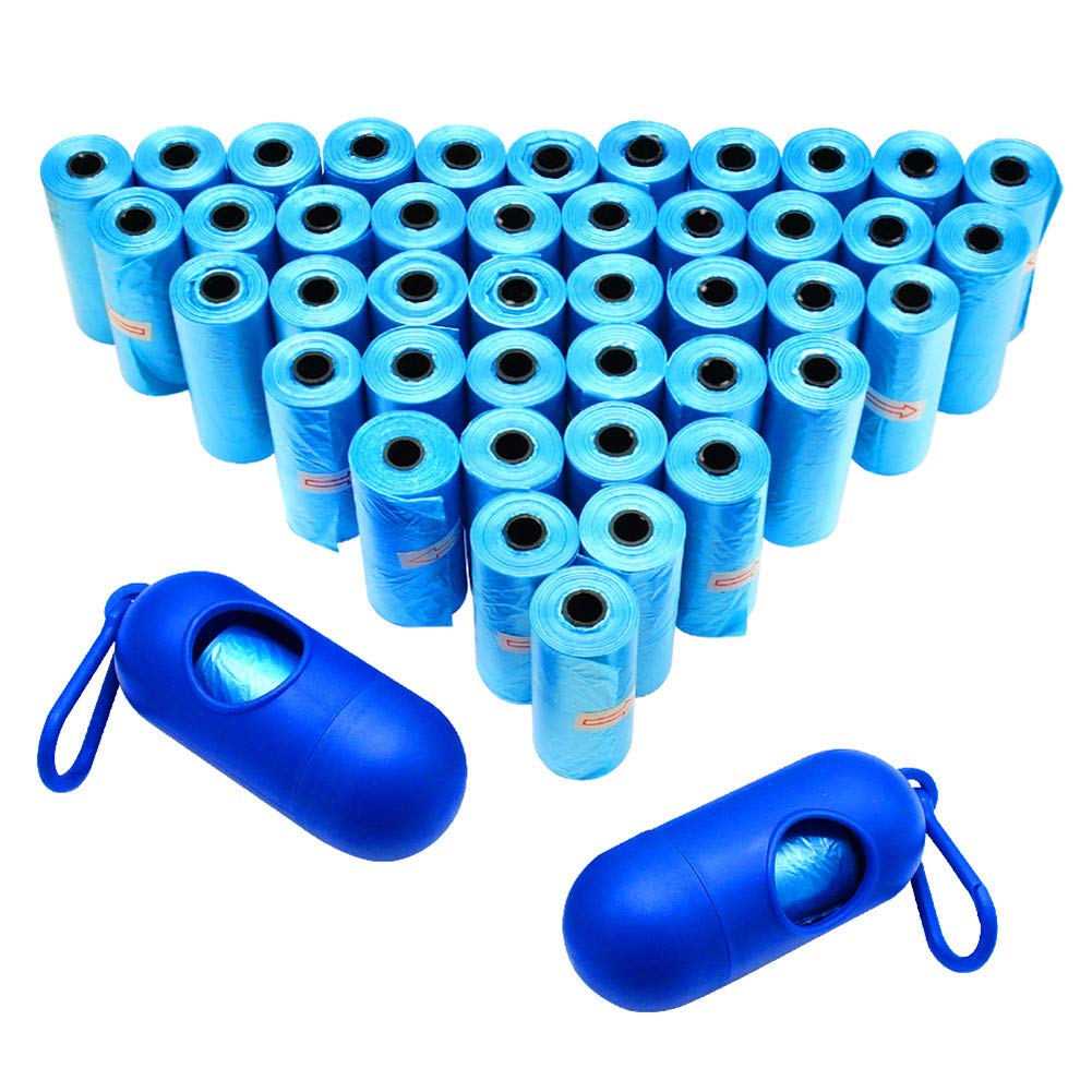 SOCHII 12/42 rotoli di sacchetti per escrementi di cani e gatti con dispenser e clip per guinzaglio, Free Size, 42