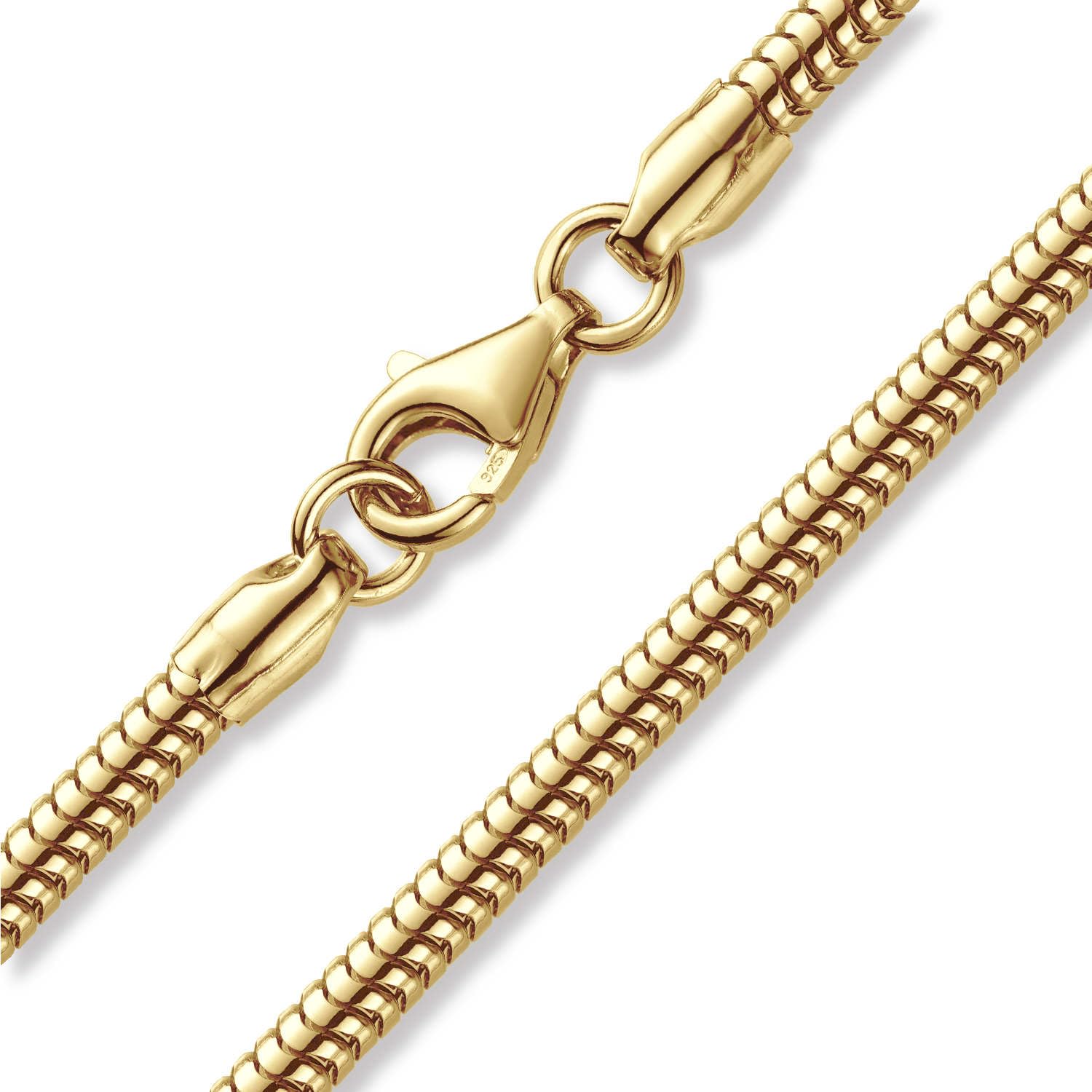 MATERIA 925 Silber Schlangenkette Gold - Damen Halskette Collier vergoldet 2,7mm in 40-80 cm + Box #K54