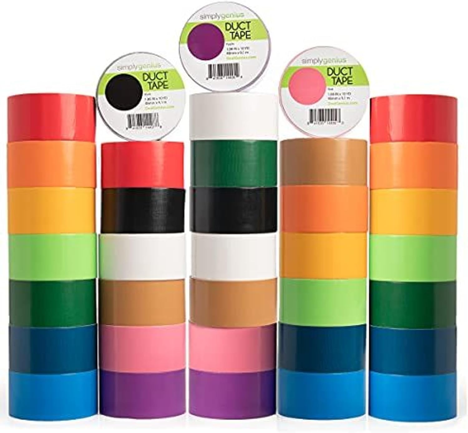 Simply Genius 36-Pack Duct Tape - 1.88 in x 10 Yd, Assorted Colors - Colored Craft Rolls & Decorative Tape for DIY Home Improvement & Bulk Craft Supply