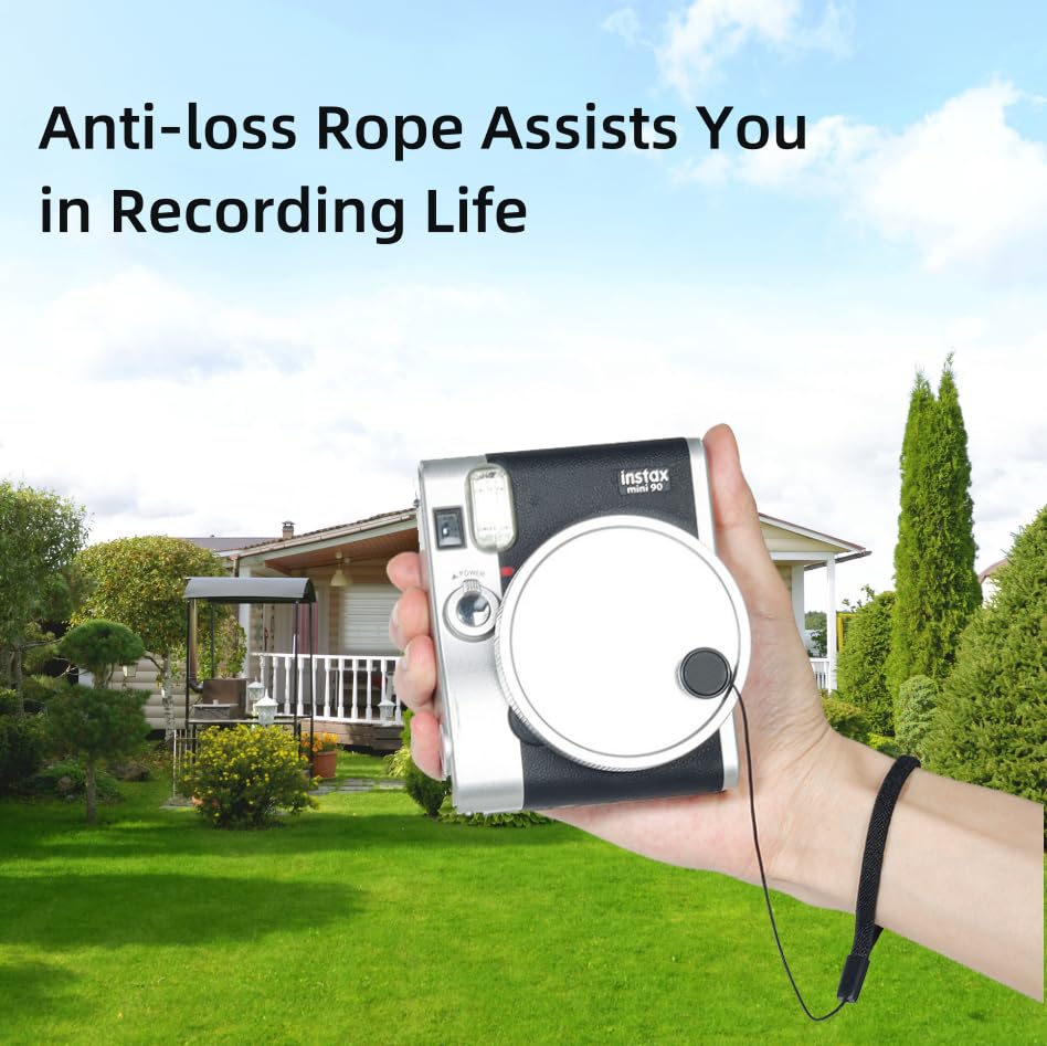 Pidynx Aluminum Alloy Lens Protection Cover for Instax Mini90 Camera, with Anti-Loss Rope (Silver)