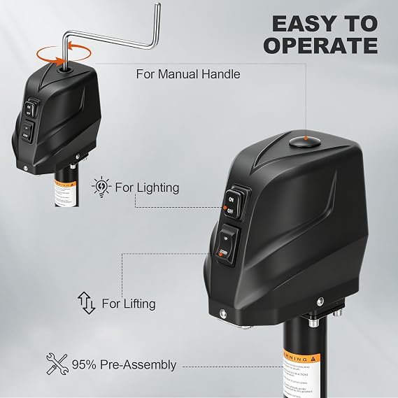 8500LBS Electric Trailer Jack with Waterproof Cover& LED Light,Electric Power A-Frame Tongue Jackfor Travel Trailer,IP67 Waterproof Buttons,8.86-32.3 Lift