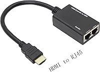 Vista 3 de QIANRENON Extensor HDMI sobre Cat5e, RJ45 Ethernet a HDMI Cable 2 puertos Amplificador de señal 100 pies 1080 P Cable HDMI 30M emisor+receptor, 2
