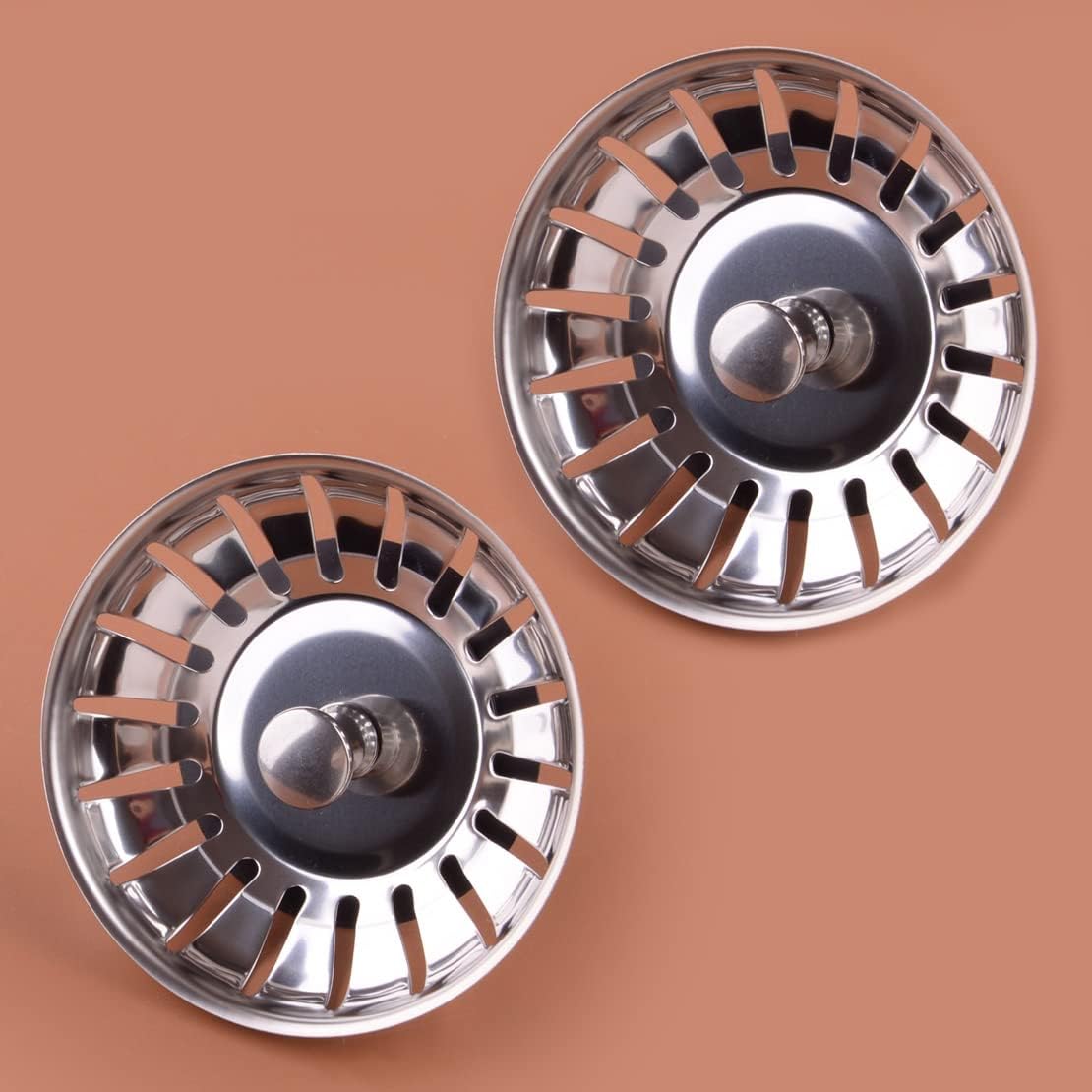 79mm Drain Plug Waste Strainer Filter Stopper Basket for Kitchen Sink Basin 2Pcs