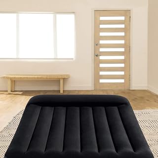 Intex Camping Durabeam Double Size Pillow Rest Classic Airbed Inflatable Mattress 1.37m x 1.1m x 25cm, Black