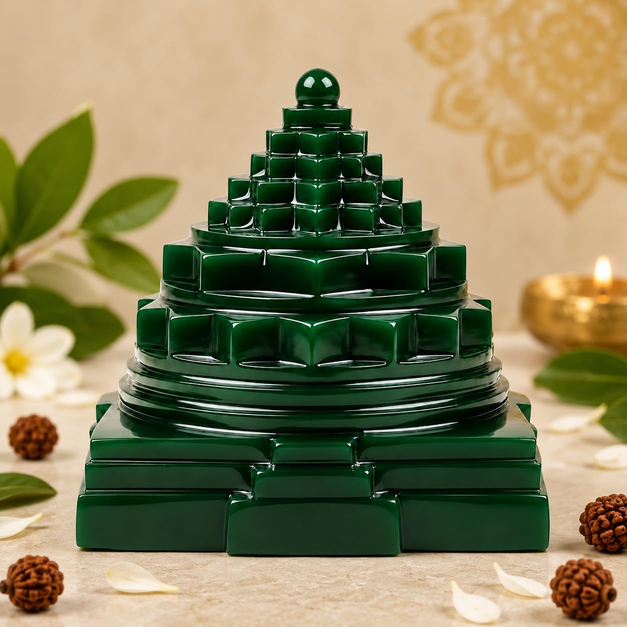 Margaj Shri Yantra | Marakatha Sri Chakra | Green Jade Shree Yantram | Emerald Stone Sri Yantraa | Pachai Kal Meru Lakshmi Chakra | Raja Navayoni Chakra | Hasiru Kallu Shri Yantra (20-30 Grams)-image-13