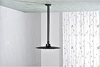 Vista 3 de Brazo de ducha de 12 pulgadas y brida negro mate, brazo de ducha montado en el techo para cabezal de ducha de lluvia