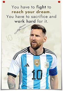 Motivational Inspirational （1）Footballer Lionel Messi Quotes Signed Print Posters Wall Art Painting Canvas Gift Living Room Prints Bedroom Decor Poster Artworks (Unframed,12x16 in)