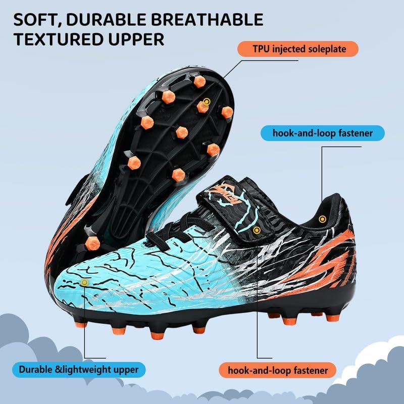 SAIBI Boys Girls Soccer Cleats Youth Firm Groud Athletic Outdoor Trainning Football Shoes for Little/Big Kid