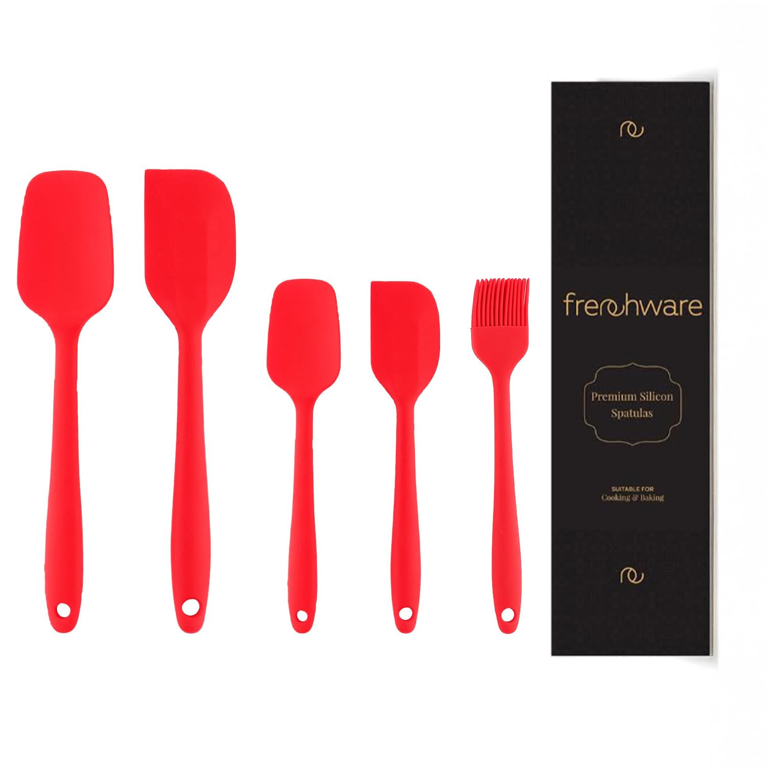 Frenchware Set of 5 Non-Stick Silicone Spatula for Cooking, Baking & Mixing