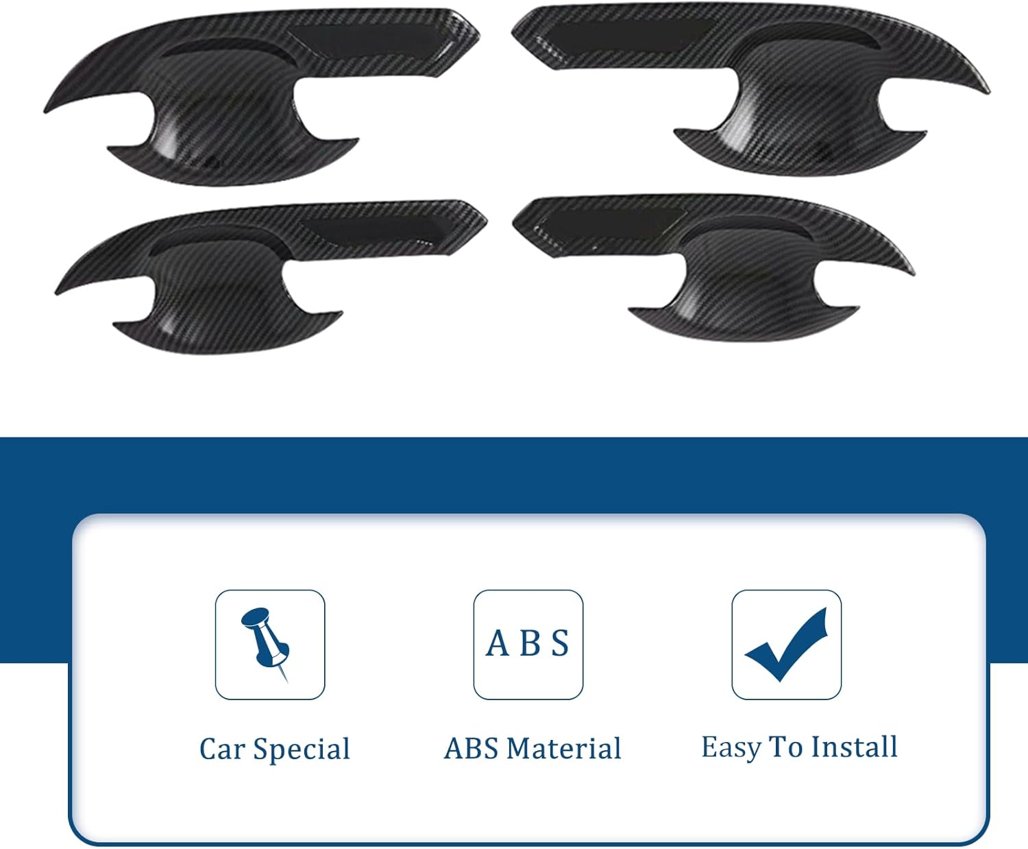 Door Handle Bowl Cover Protection Trim for Toyota Hilux 2016-2025 Exterior Accessories Kit (Pack of 4) (Imitation Carbon Fiber Pattern)