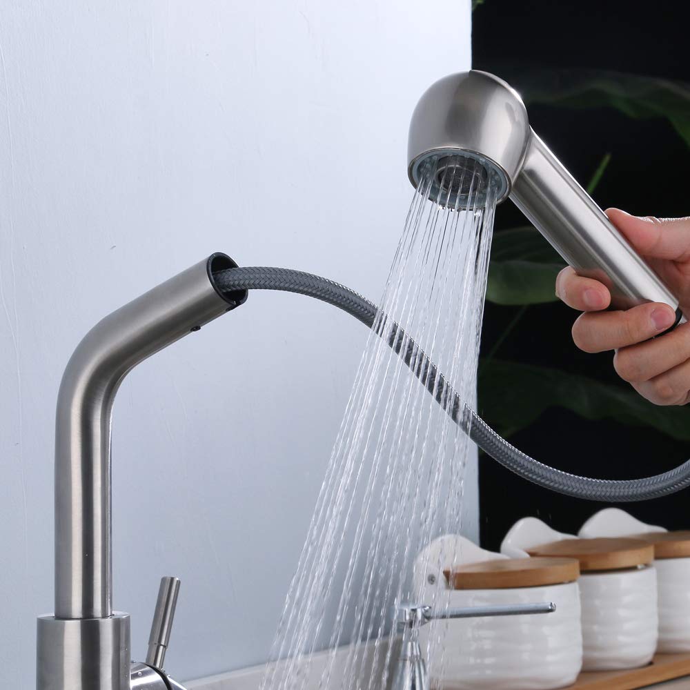 Creavit Keukenkraan Evita Zwart Mat met uittrekbare Handdouche sproeiknop - - Online Sanitairwinkel