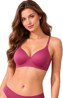 HERBLOURE Women's Cotton Blend Padded Wire-Free T-Shirt Bra, Adjustable Straps, Breathable Lightweight Demi Cup with Hook ... Price In India