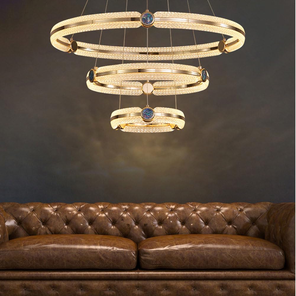 Lekki kryształowy żyrandol, pikieta złoty pasek oświetlenie, wisząca lampa sufitowa do jadalni, do salonu podwójne schody lampy do nauki i latarnie / złoty/40 cm