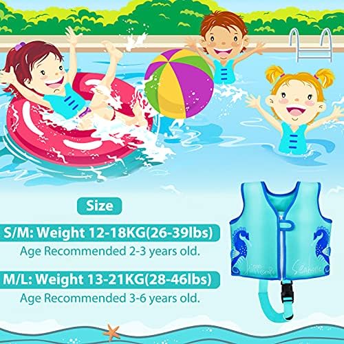 Wenlia Children's Swim Jacket Cute Seahorse Snorkeling Vest Strong Buoyancy Best Vest Swimming Sea Bathing Swimming Water Play