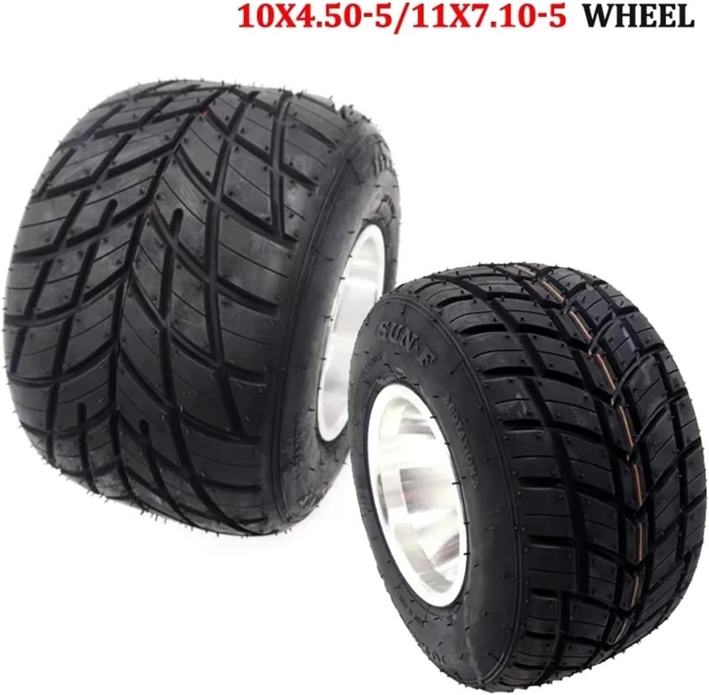 Kart tire front wheel 10x4.50-5 rear wheel 11x7.10-5 drift kart vacuum tire accessories(10X4.50-5 3 holes)