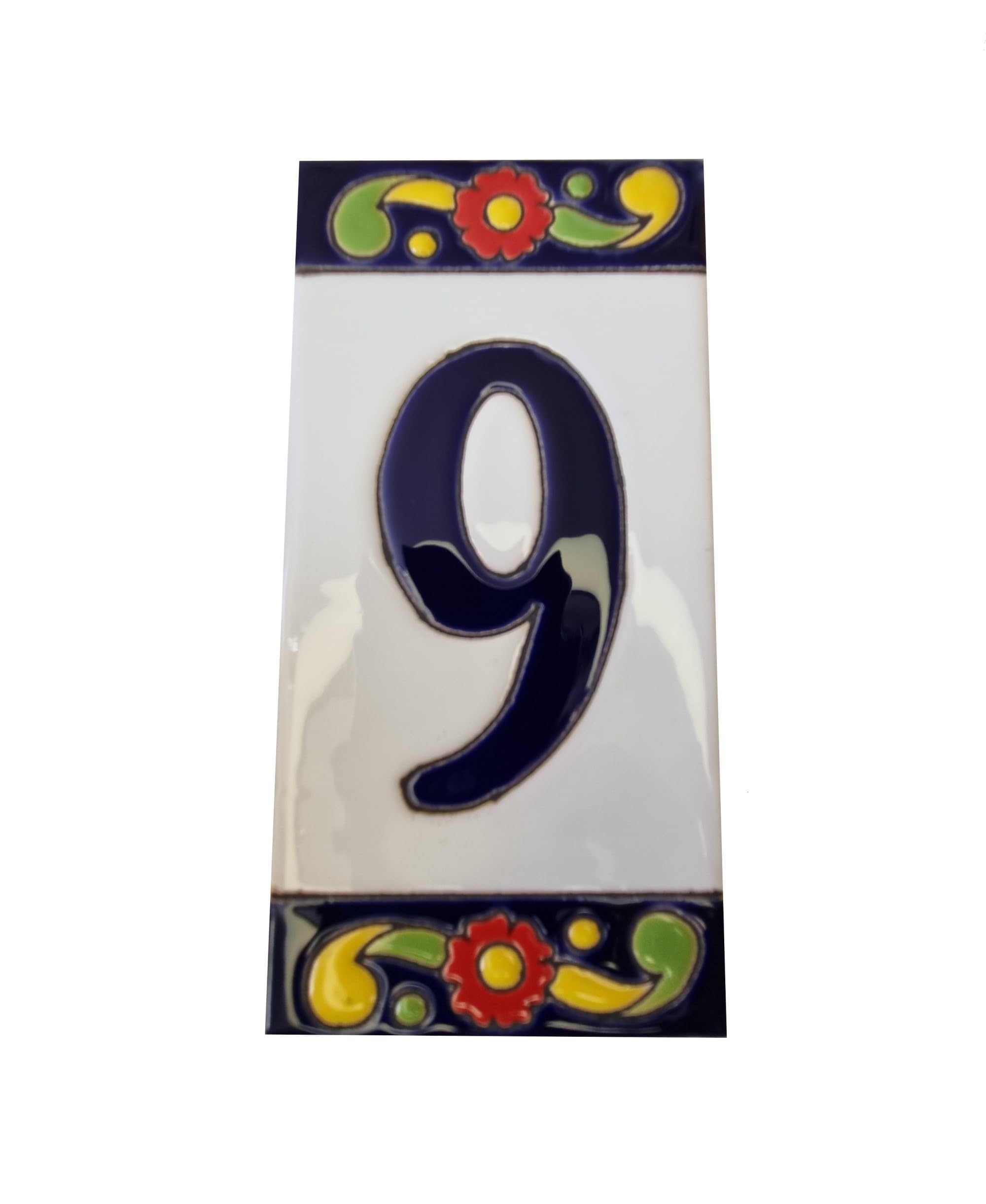 15cm x 7.5cm Large House Numbers, Spanish Ceramic House Numbers Tiles, Pepper Design (9)