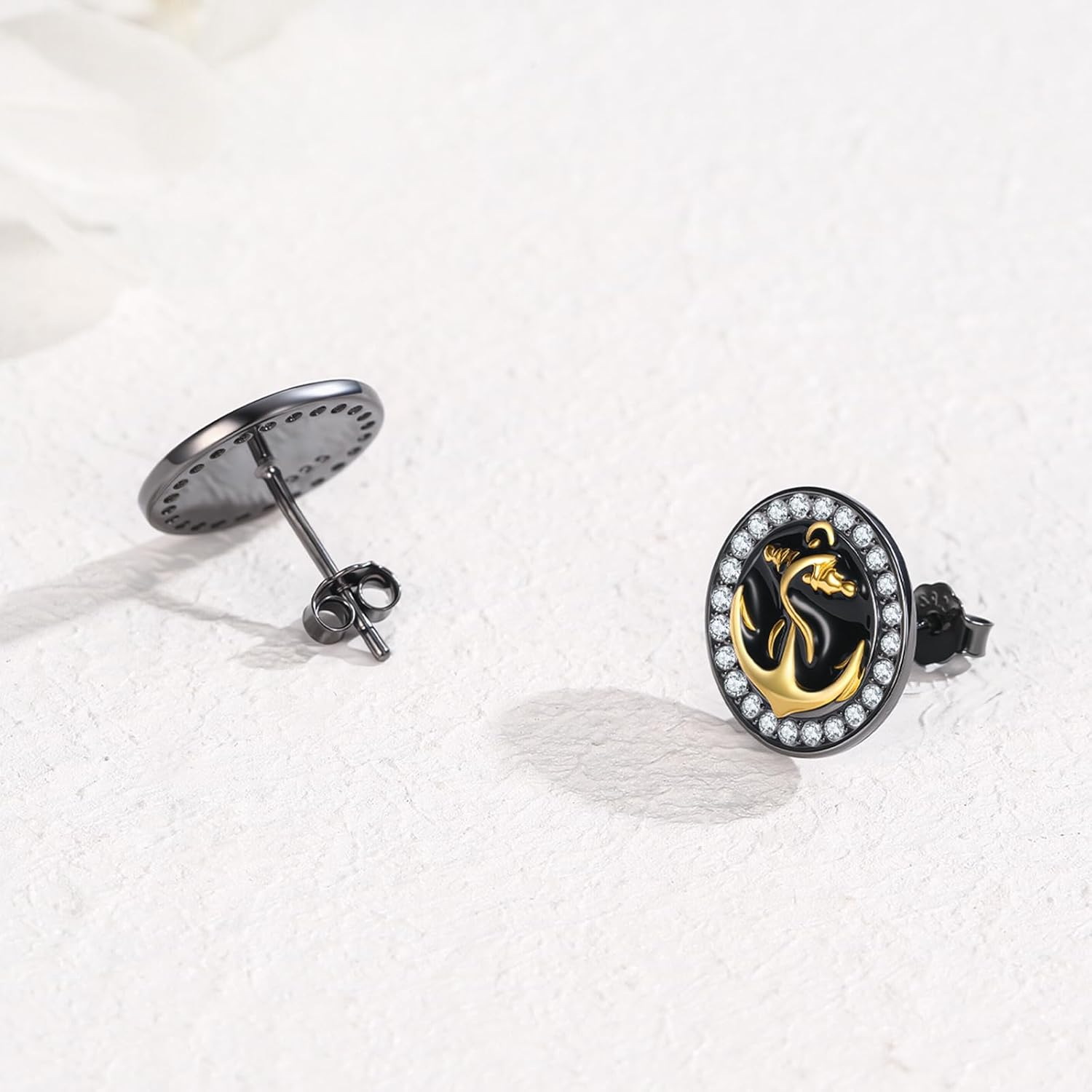 MEDWISE Anchor Earrings for Women 925 Sterling Silver Black Nautical Earrings Nautical Jewelry for Women 2025 Graduation Gifts for Her - Image 2