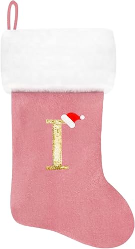 Miniatura 103 de Calcetines de Navidad bordados de 20 pulgadas con monograma, terciopelo rojo con puño de felpa blanca supersuave, adornos clásicos para decoración