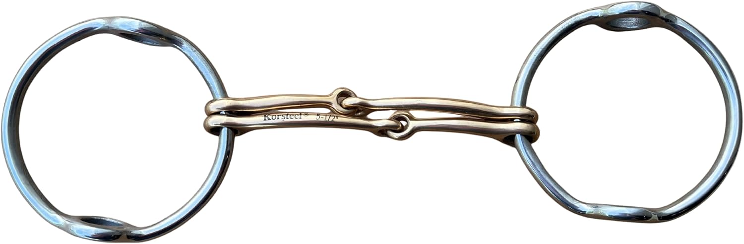 Korsteel Stainless Steel Copper Mouth Large Ring Double Dutch Gag Bit, 5.5"