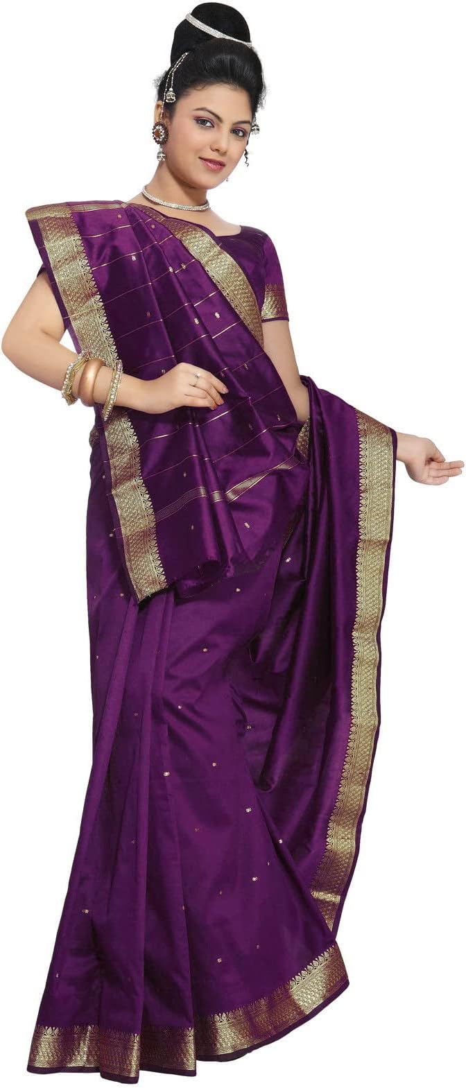 Womens Indian Ethnic Traditional Banarasi Art Silk Saree Sari Wrap Fabric Dress Drape