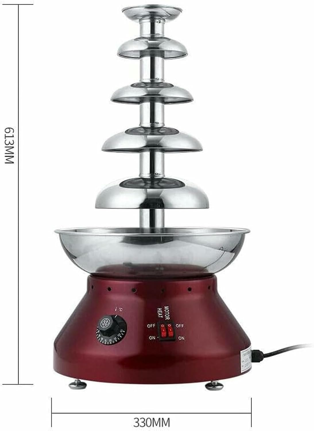 5 Tier Chocolate Fountain Machine, 230W Stainless Steel Electric Chocolate Tower, Commercial Chocolate Melting Fondue Maker, 0-110℃ Adjustable, for Party Wedding Buffet image 3