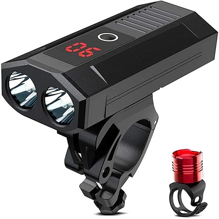 Amazon タレントスター 自転車 ライト 残量表示 10ルーメン 50mah 5つ配光モード 360度回転 Led 防水 防振 アルミ合金製 Usb 充電式 強力 大容量 ヘッドライト テールライト セット タレントスター ヘッドライト