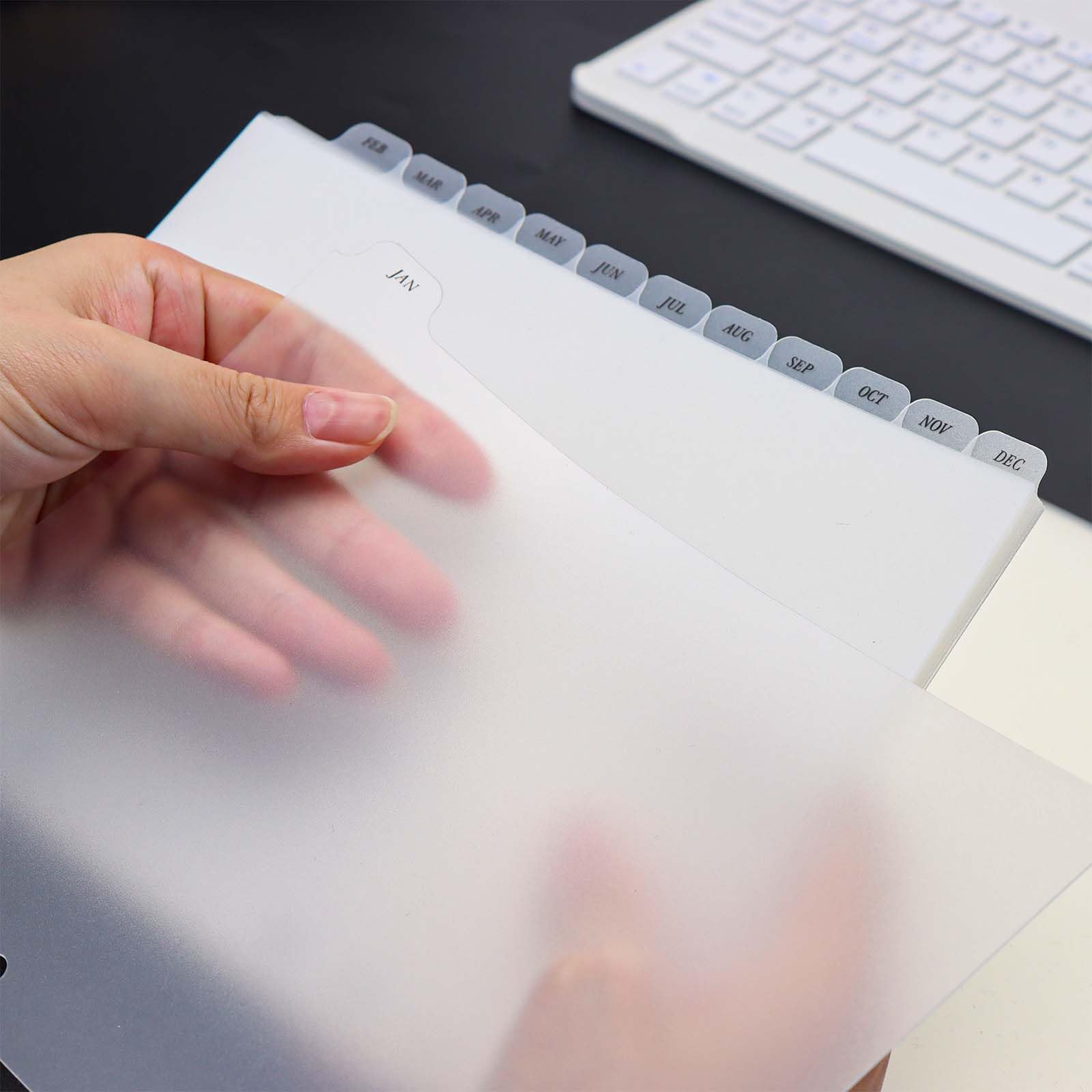 Confezione da 2 divisori in plastica prestampati per raccoglitori, formato A5, 12 mesi, separatori di pagine per quaderni, agenda, agenda, documenti (24)