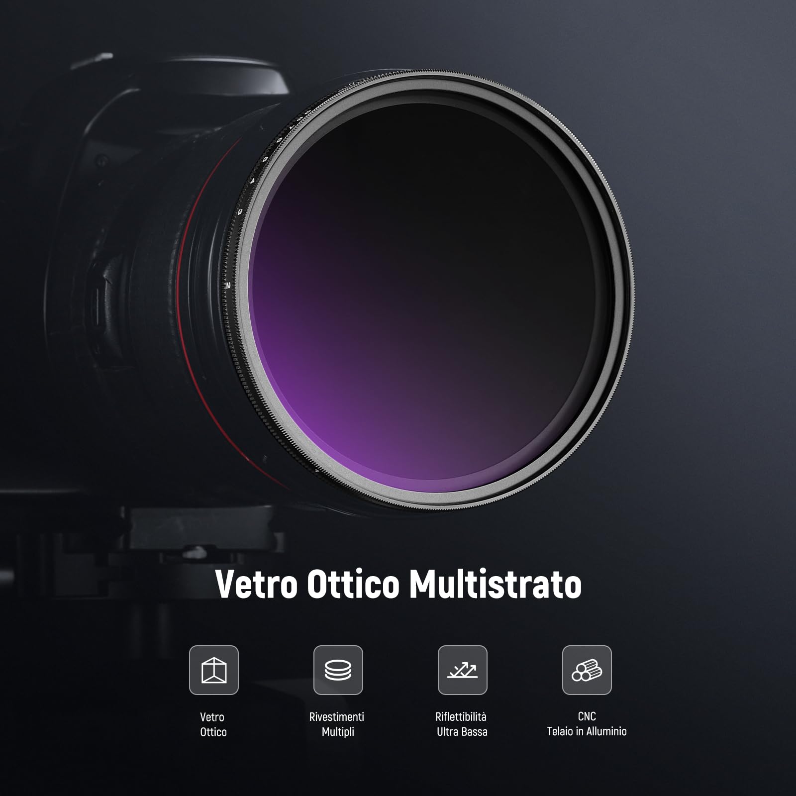 NEEWER 55mm Filtro ND2-ND400 Variabile (1-9 Stop) con Copriobiettivo, Cordino, Panno da Pulizia, Regolazione Precisa della Densità Neutra, Vetro Ottico Multistrato, Anti Impronte Digitali e Antigraffi