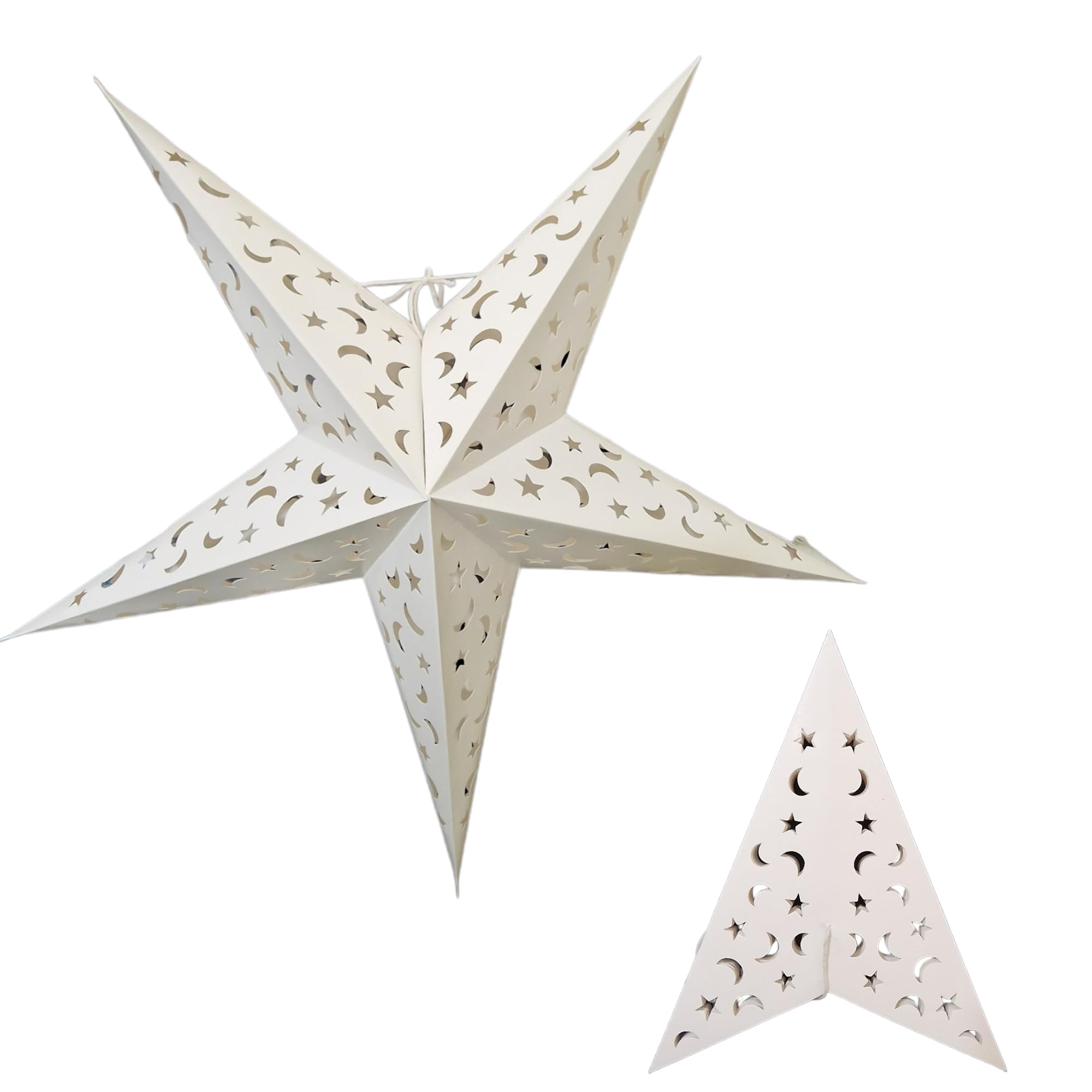 7er Set Stern-Papierlaternen – Weiße 7-zackige Hänge-Deko, Größen 25–45 Cm, Für Weihnachten & Feiern