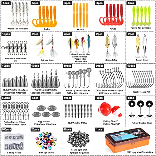 Plusinno Fishing Lures For 12 Rigs, Fishing Tackle Box With Tackle Included Crankbaits, Spoon, Hooks, Weights And More Fishing Accessories, 353 Pcs Fishing Lure Baits Gear Kit For Freshwater Bass #TOP2