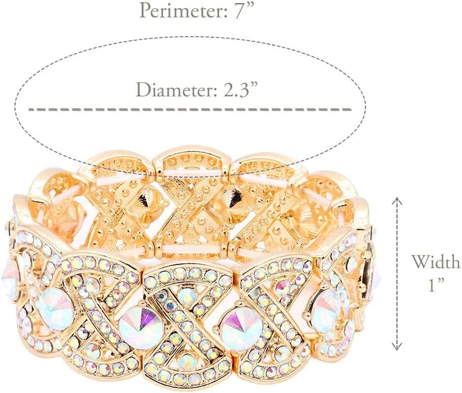 Lavencious Elegant and Luxurious Stretch Bracelet Adorned with Sparkling Crystals Bridal Wedding Jewelry for Women 7" - Image 2