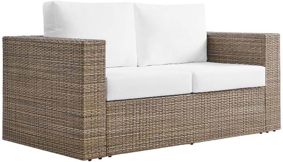 Modway Convene Outdoor Synthetic Rattan Loveseat in Cappuccino/White