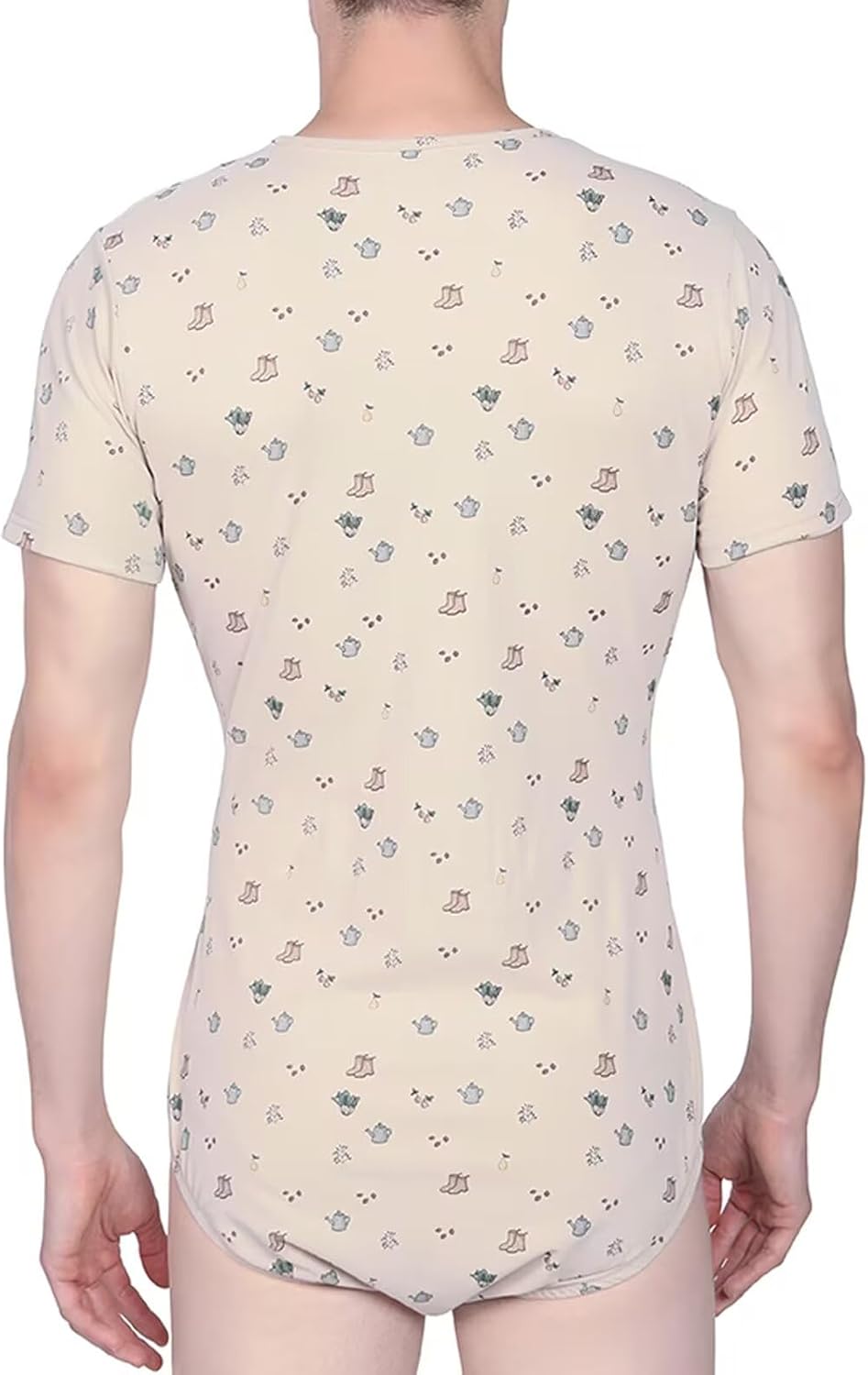 Landofgenie Short Sleeve Onesie for Men Cotton Romper Pajama Tops Print Bodysuit One Piece Jumpsuit- Country Yard - Image 6