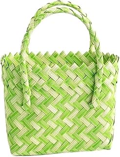 Cmis Kbei Bolsa tejida colorida de plástico, bolsa pequeña para regalo, para fotos decorativas, Verde suave, Talla única